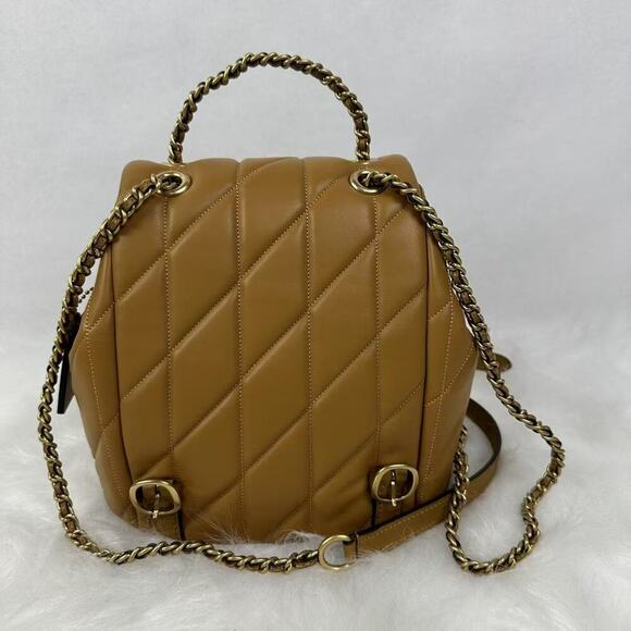 Coach Tabby Backpack W/ Pillow Quilting Crossbody Leather/Honey Brown CU076 NWT - Picture 4 of 13